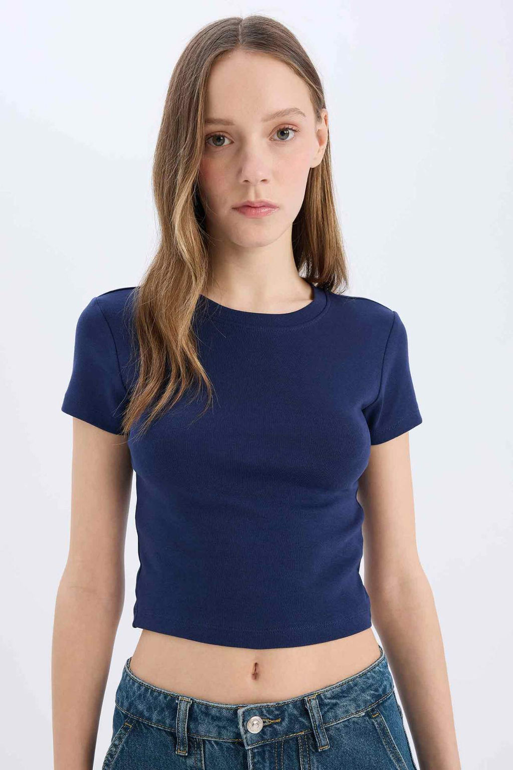 Coool Fitted Basic Duz Ribana K?sa Kollu Tisort - Defacto фото 3