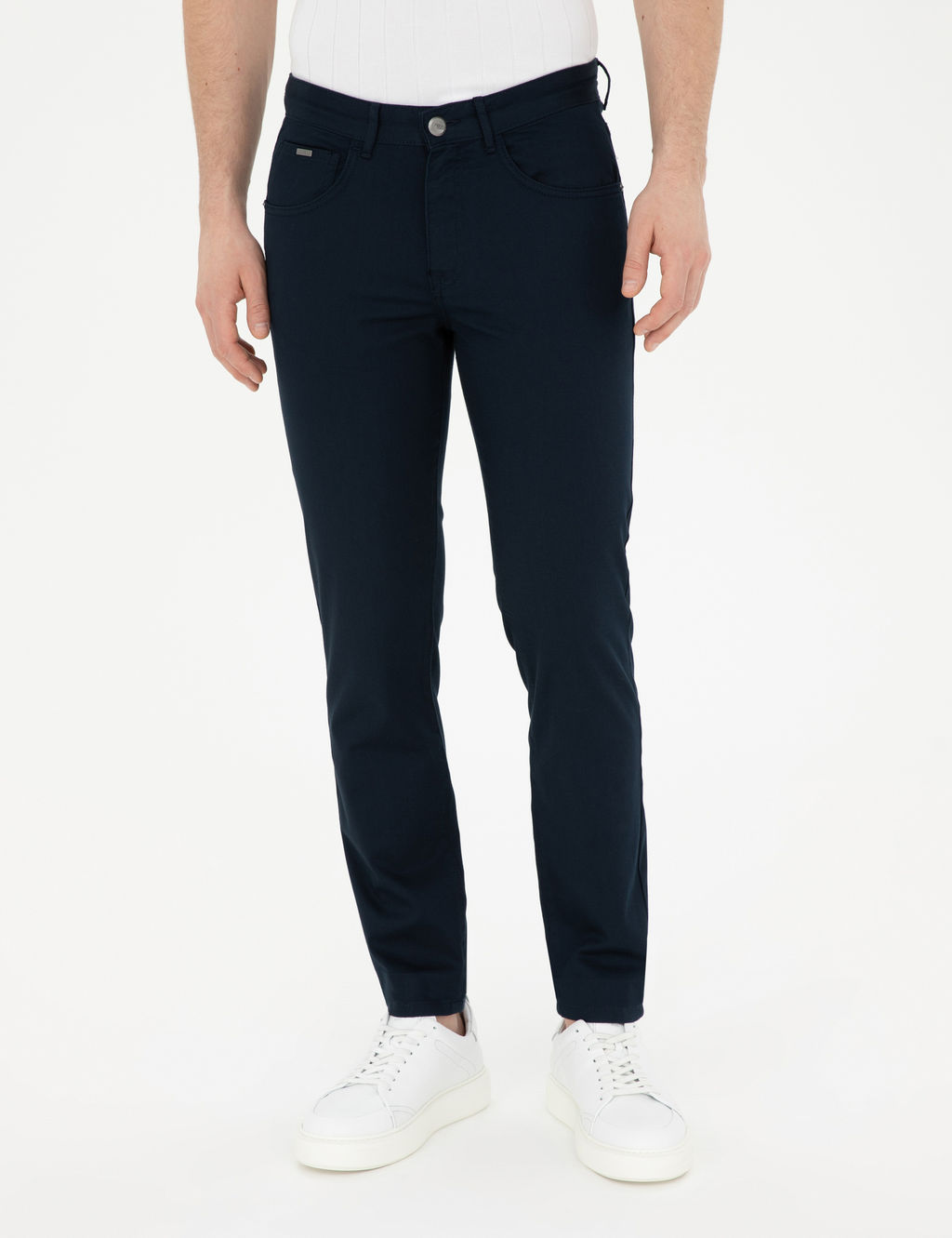 Lacivert Slim Fit Kanvas Pantolon