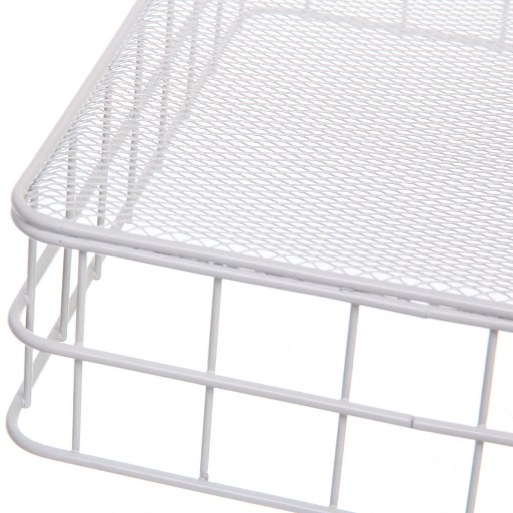 Корзинка металлическая настольная "ЛОФТ ТАМБЛ", цвет белый, 25*16*6см (Лейбл Селфи)