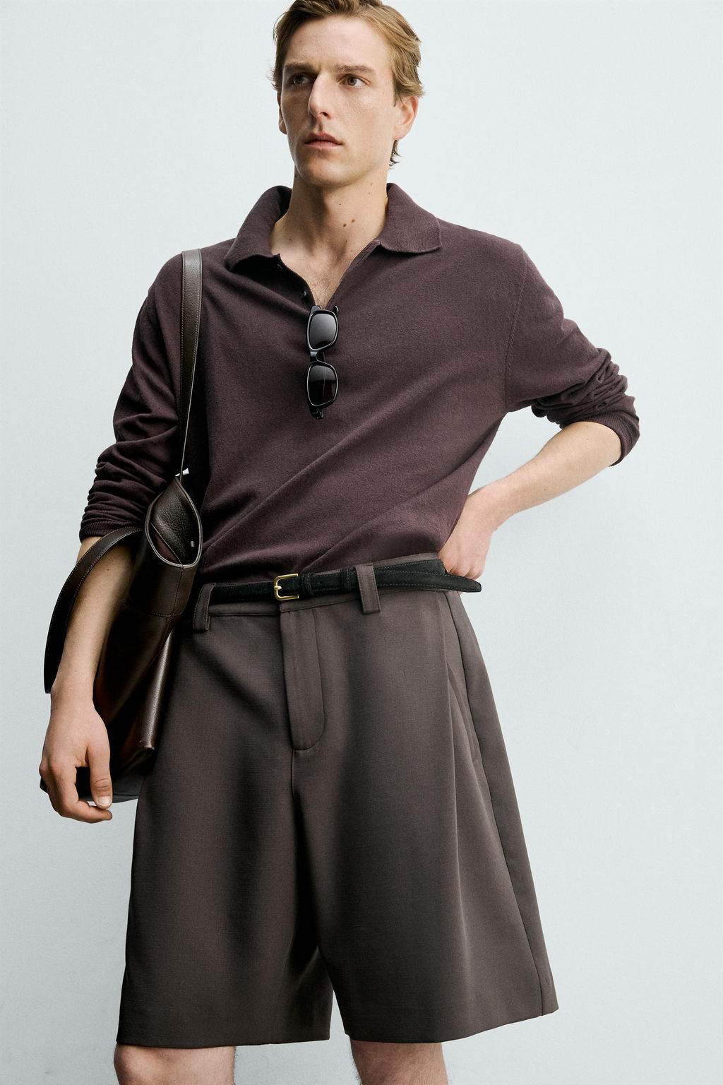 BERMUDA RELAXED FIT PLIEGUES LATERALES / Chocolate - Zara фото 6