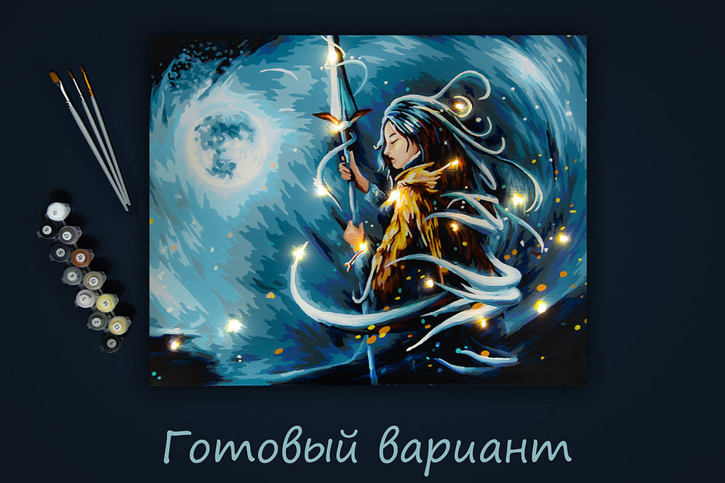 ФРЕЯ PNB/PLDD-166 Набор для раскрашивания по номерам ( со светодиодами ) 50 х 40 см Укротительница волн