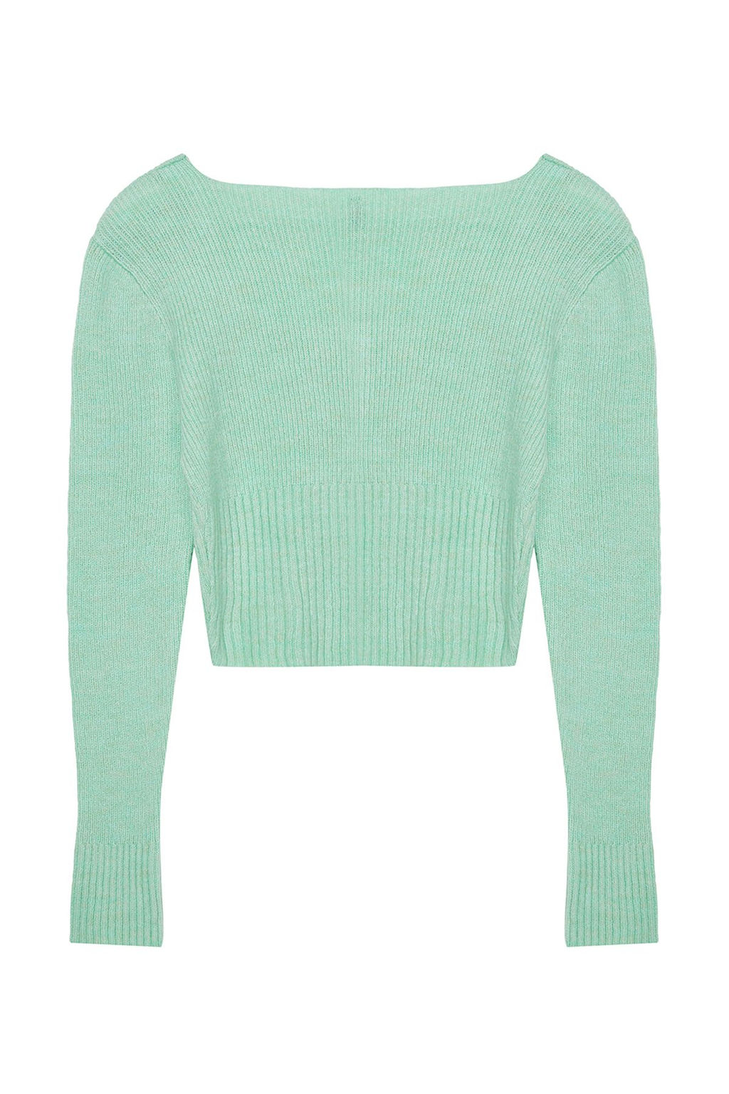 TRENDYOLMILLA Ekru Crop Kare Yaka Triko H?rka TWOAW25HI00178 фото 7