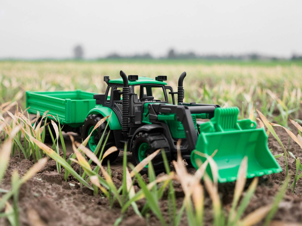 Трактор Прогресс с бортовым прицепом и ковшом инерционный (зелёный) (в коробке) - Полесье фото 16