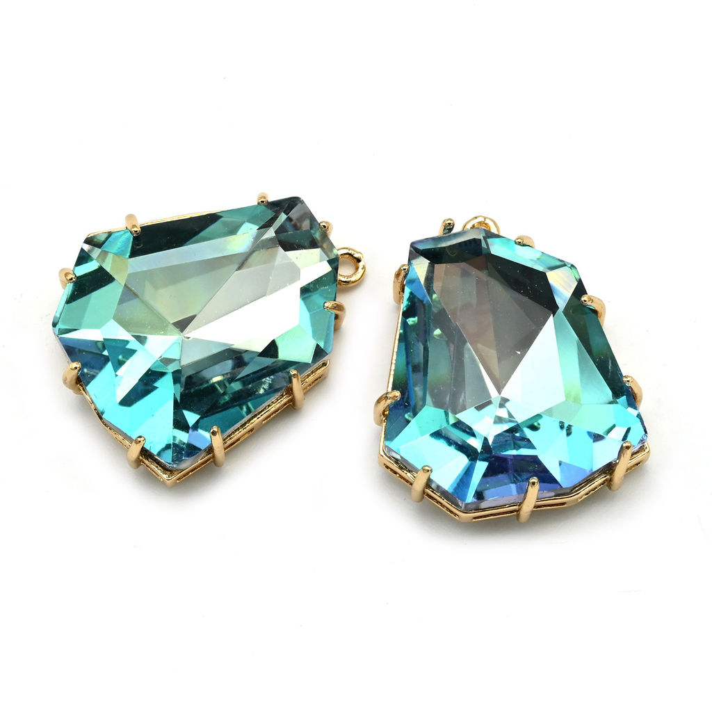 Подвеска "Грань" форма 23*29мм цв.лазурный