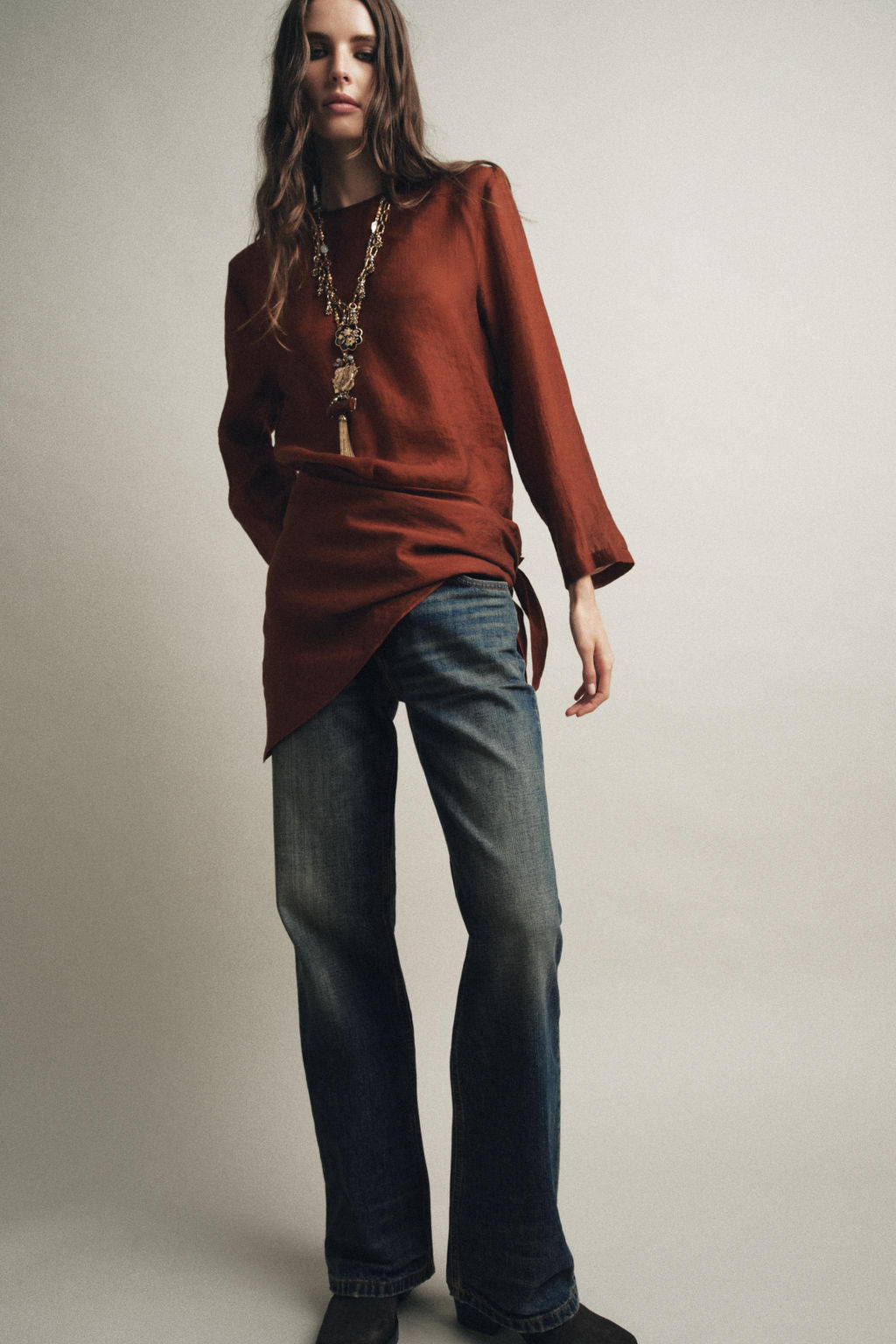 FLOWING BLOUSE WITH MULTI-POSITION SCARF DETAIL ZW COLLECTION - Zara фото 4