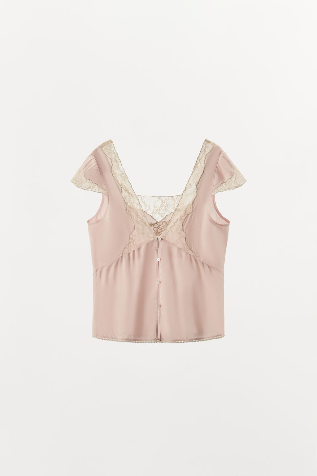 TOP SATINADO ENCAJE BORDADOS / Rosa pastel - Zara фото 6