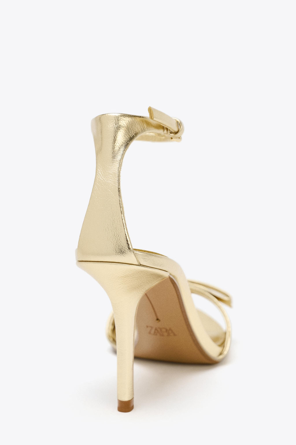 METALLIC-EFFECT BOW HIGH-HEEL SANDALS - Zara фото 14