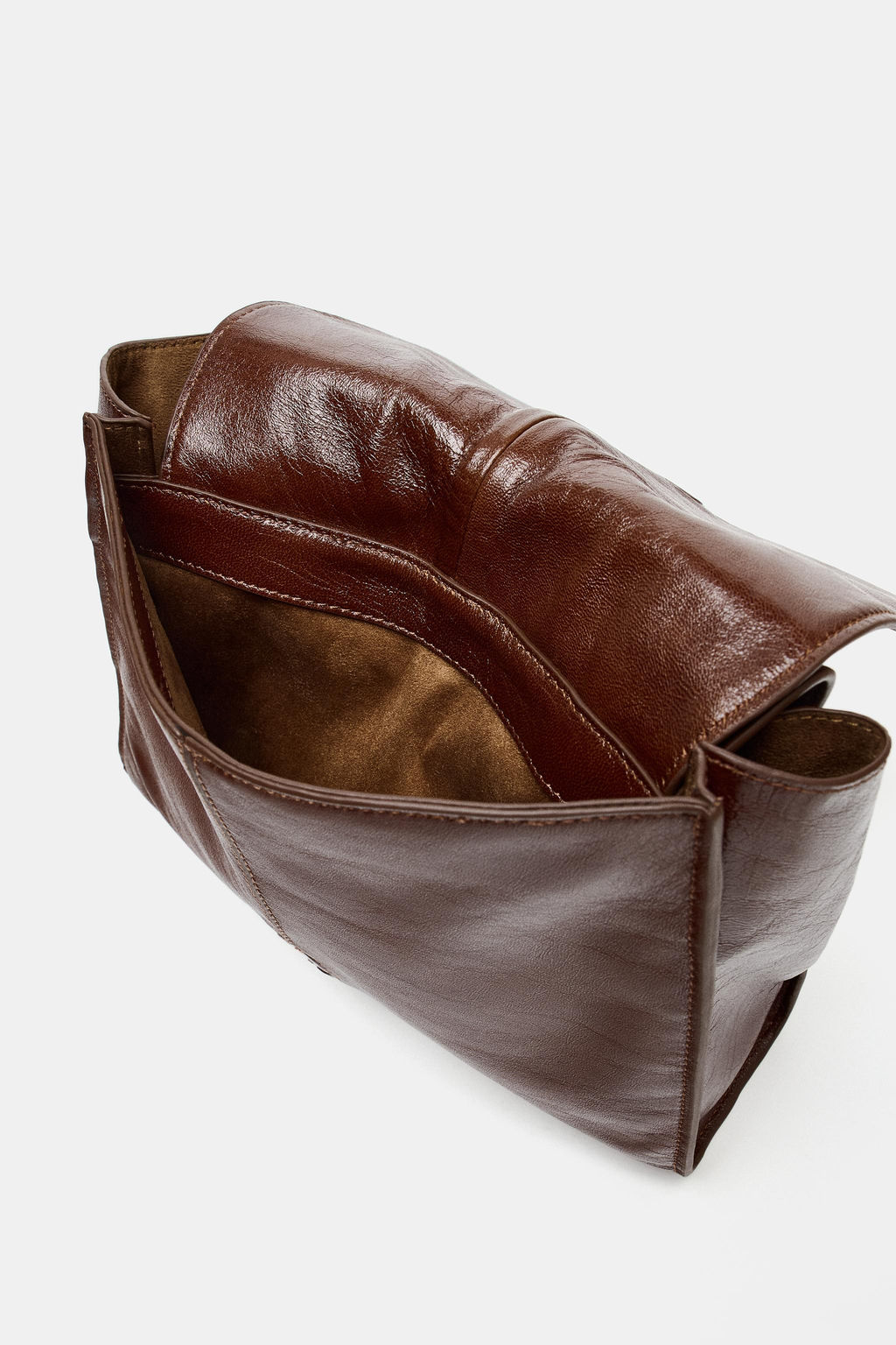 MINI SHOPPER PIEL DOBLE BOLSILLO / Marr?n - Zara фото 7