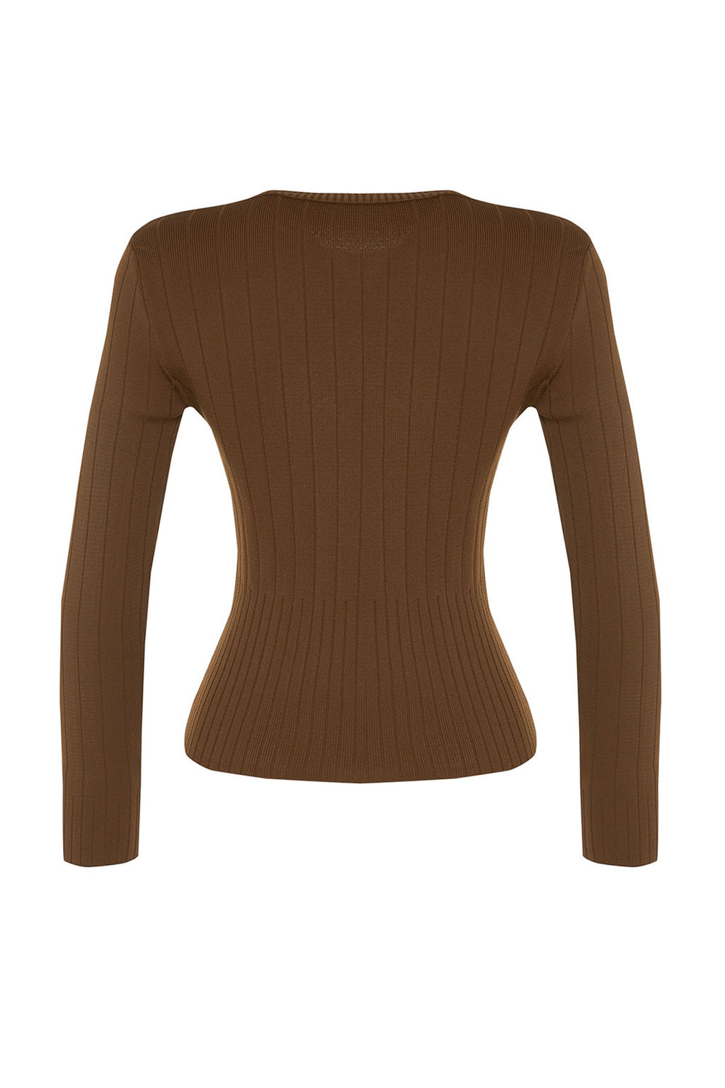 Kahverengi Basic Bisiklet Yaka Triko Kazak TWOAW23KZ01249