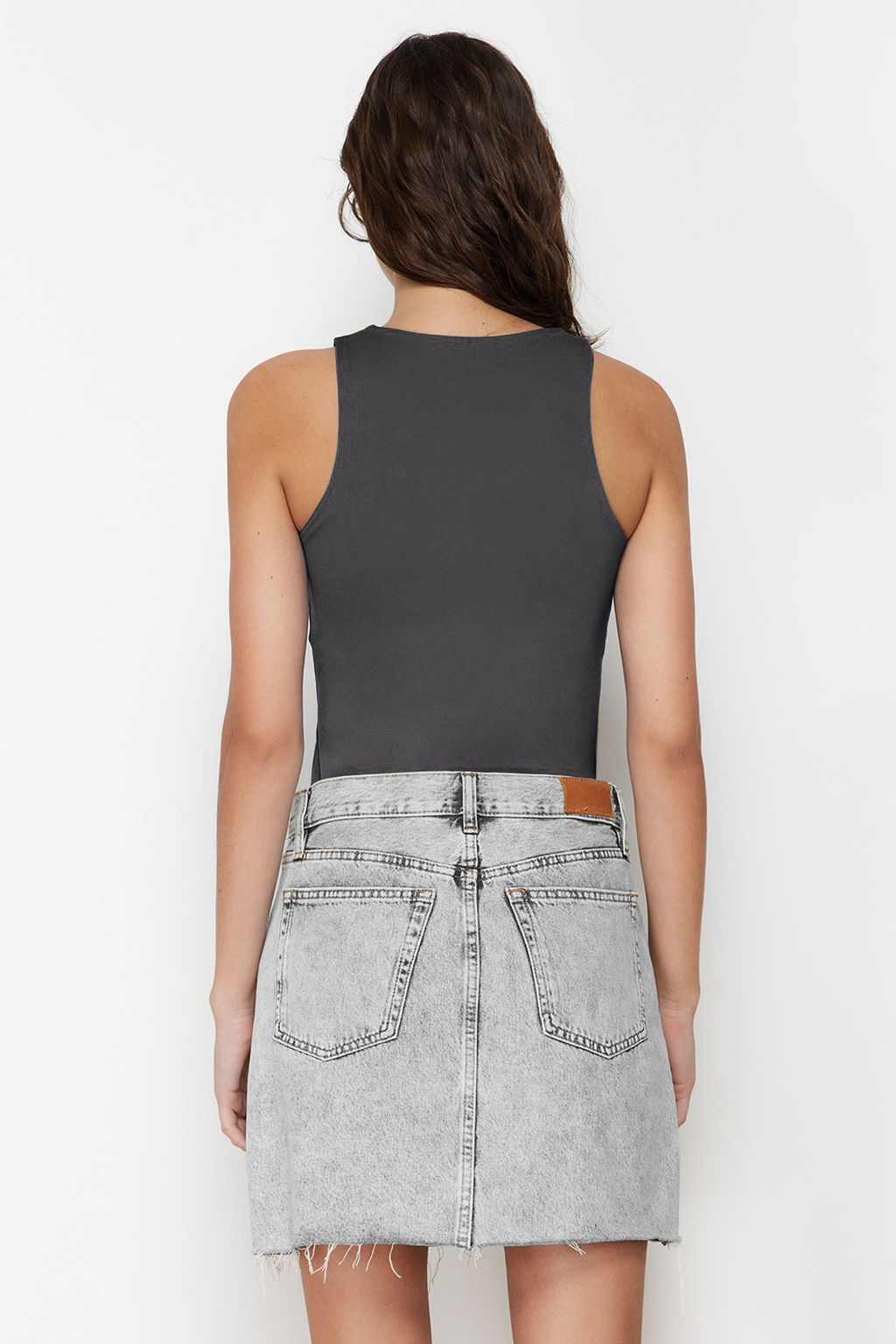 Antrasit Halter Yaka Vucuda Oturan Esnek Alttan C?tc?tl? Orme Body TWOSS20BD0044