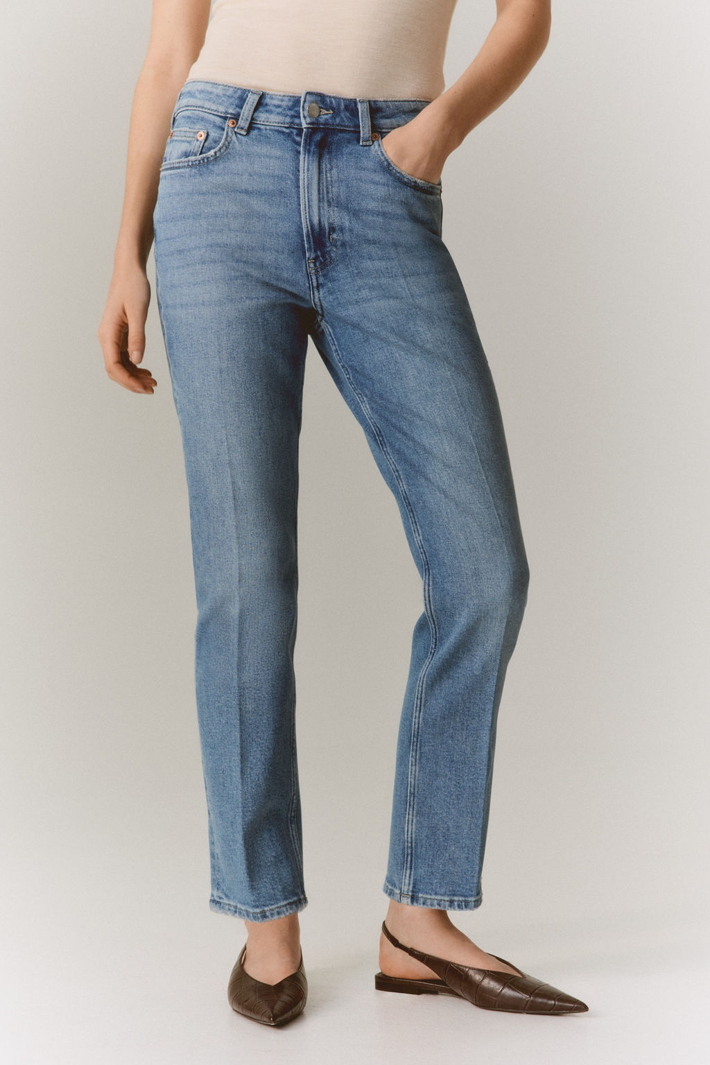 Slim Straight High Ankle Jeans - H&m фото 6