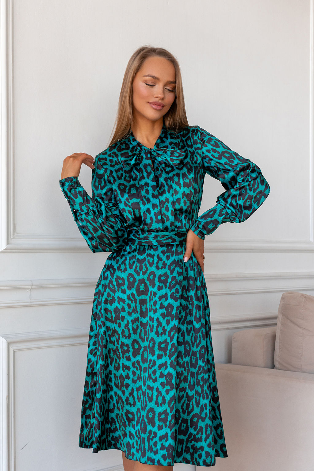 Платье Open Style 5589 зеленый/черный