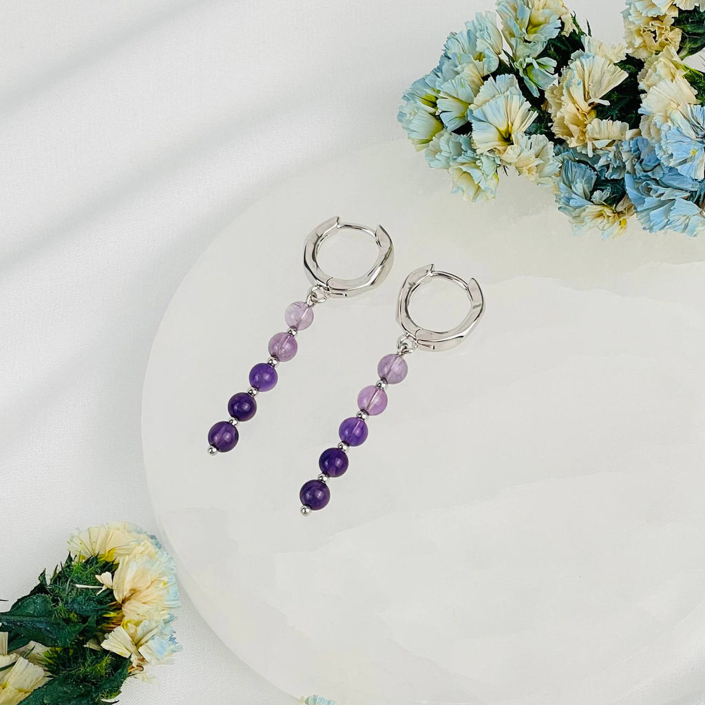 Серьги длинные из Аметиста - Радуга самоцветов фото 2