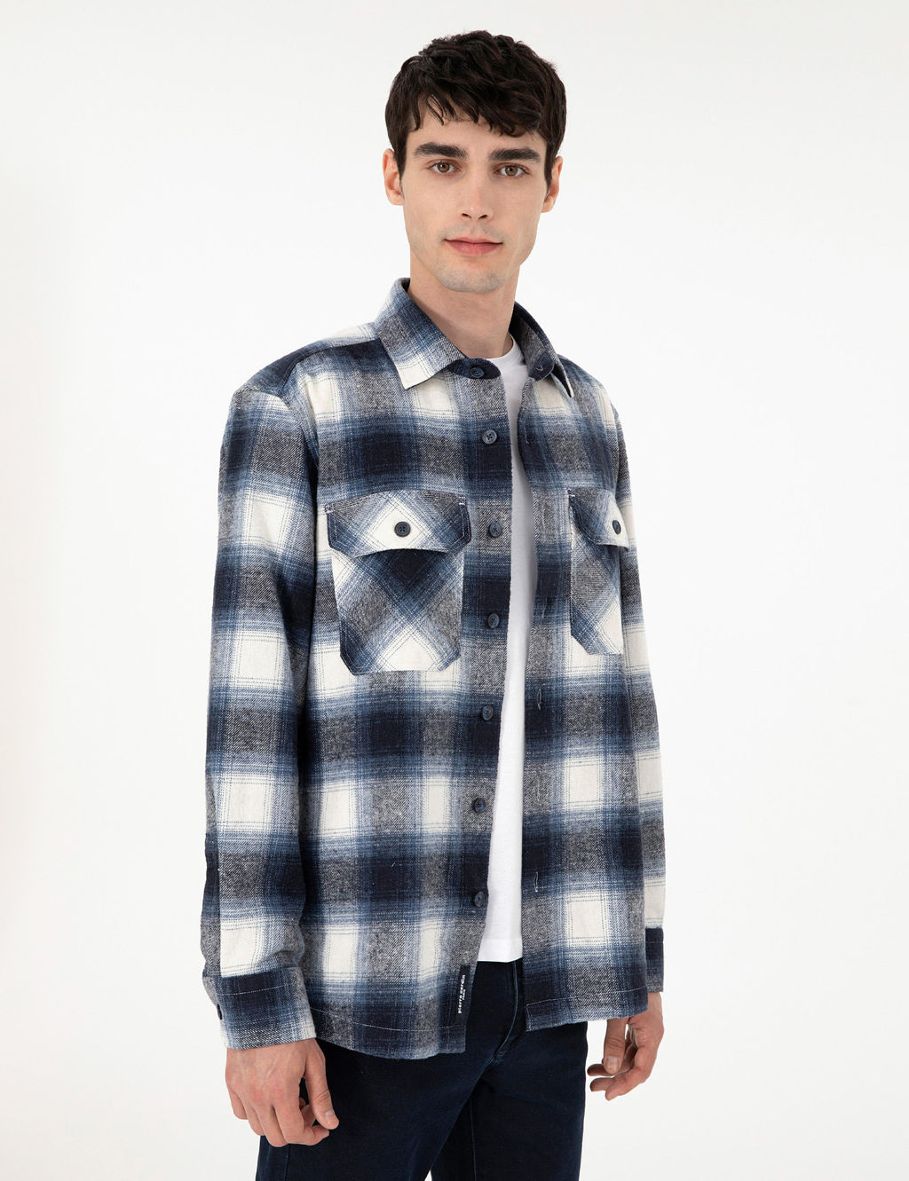 Lacivert Oversize Uzun Kollu Oduncu G_mlek - Pierre cardin фото 3