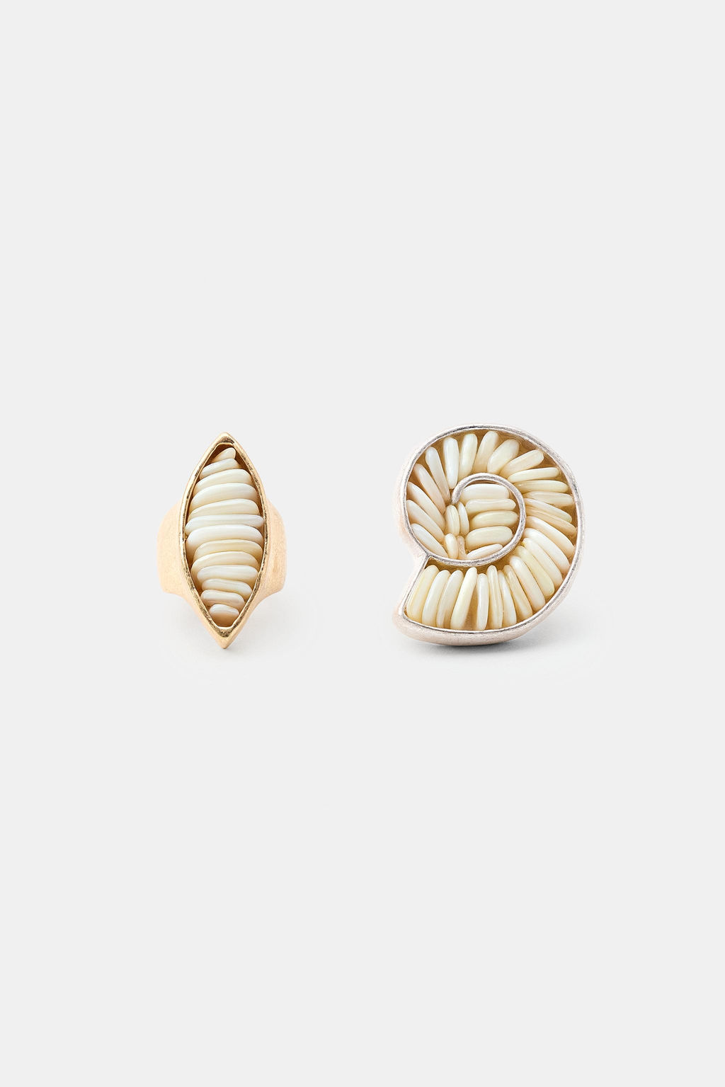 PACK 2 MAXI ANILLOS OVALADO CONCHA / Crudo - Zara фото 2