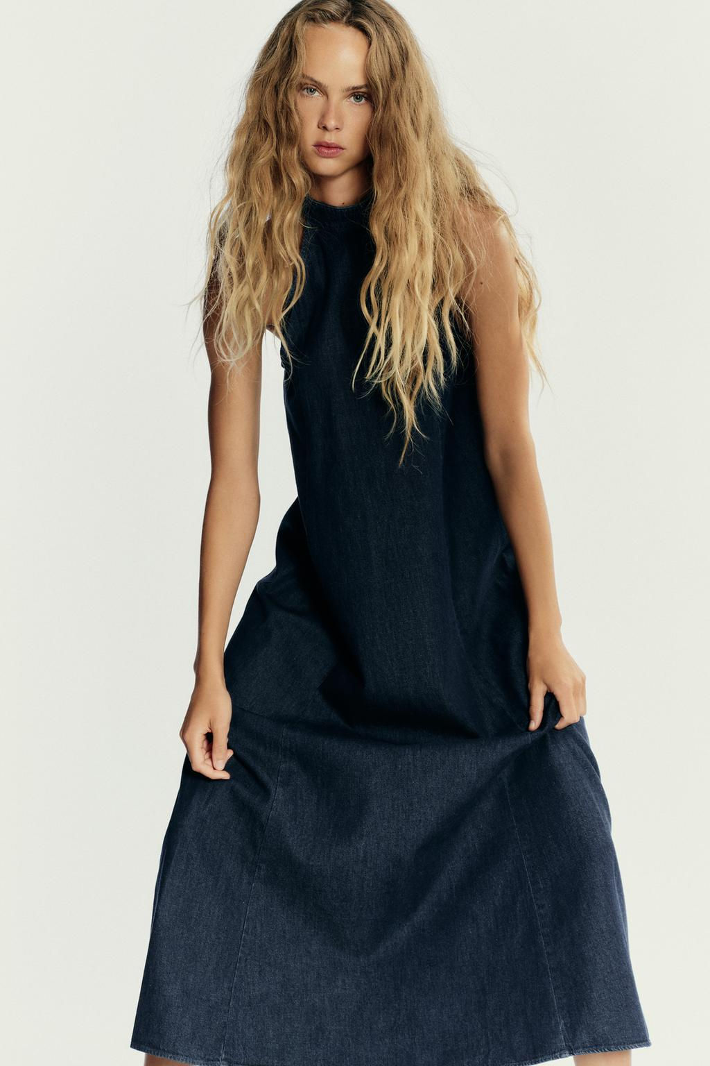 TRF HALTER DENIM DRESS - Zara фото 3
