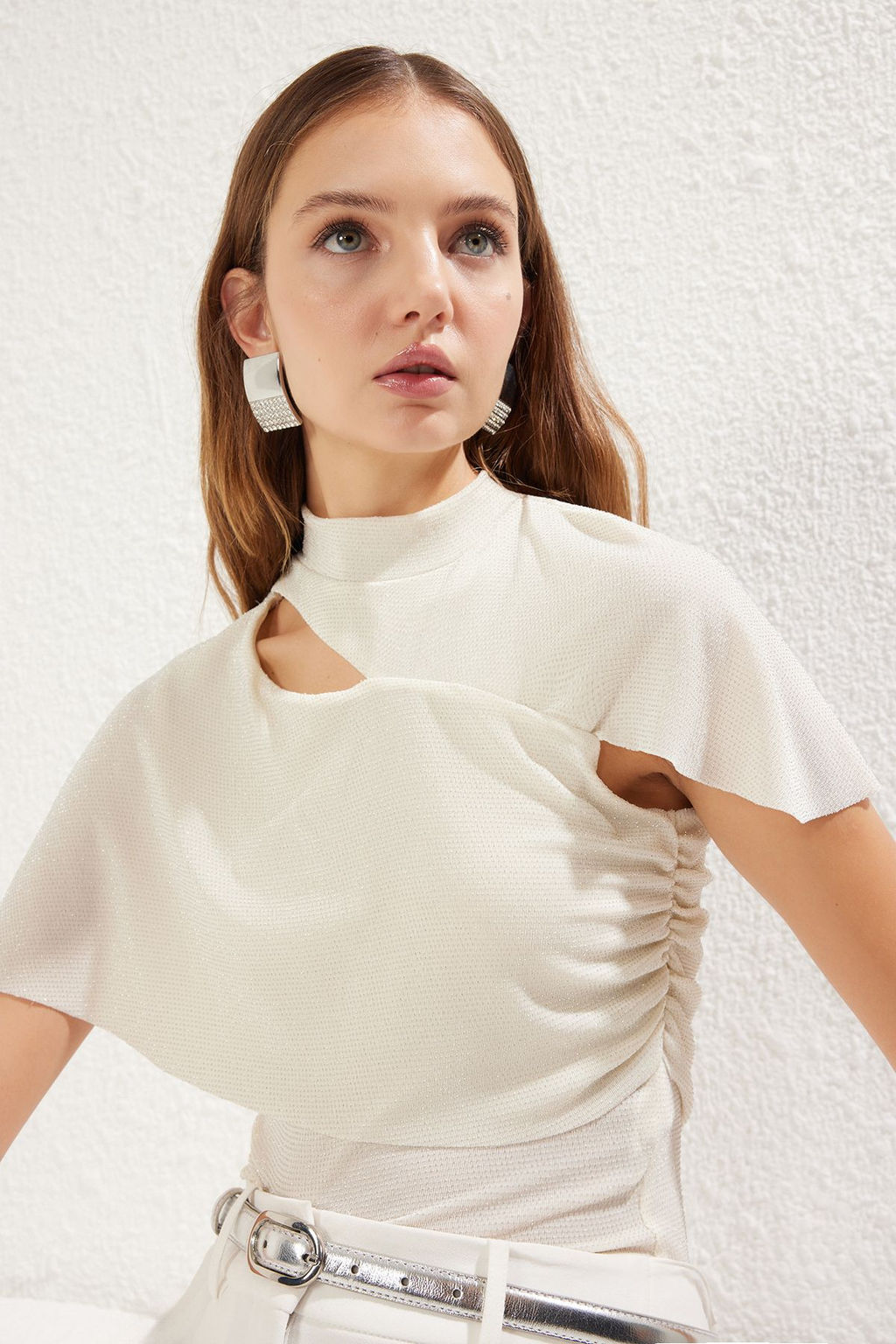 Siyah Drapeli Par?lt?l? Simli Orme Bluz TPRSS25BZ00012 - Trendyolmilla фото 12