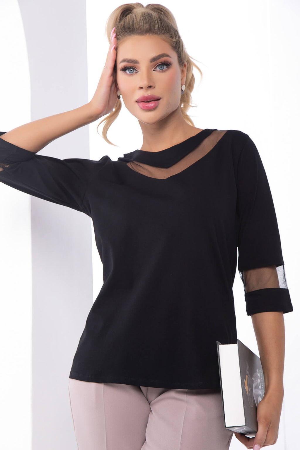 Блуза Азалия (черная) Б8311 - Lt collection фото 6