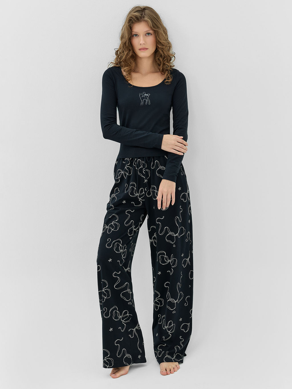 Комплект домашний женский черный с принтом - Mark formelle фото 7