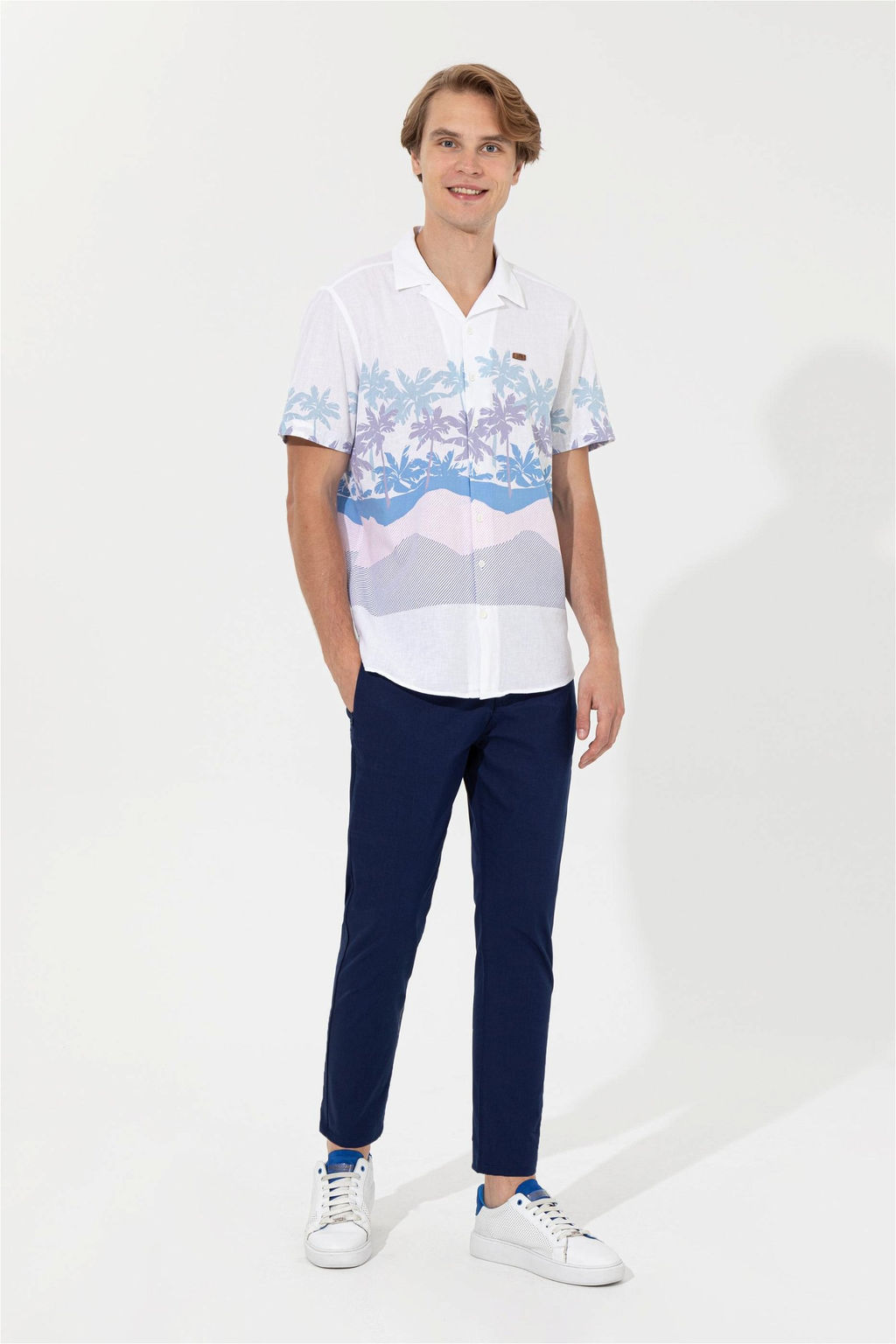 U. S. Polo Assn Мужская синяя рубашка с коротким рукавом - U.s. polo assn фото 10