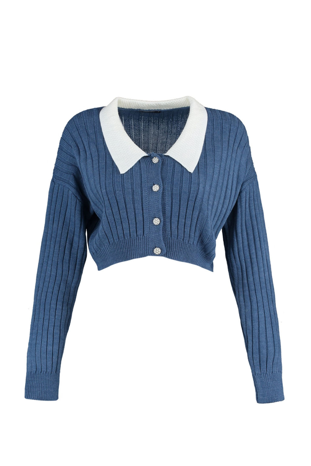Indigo Super Crop Gomlek Garnili Triko H?rka TWOAW23HI00519