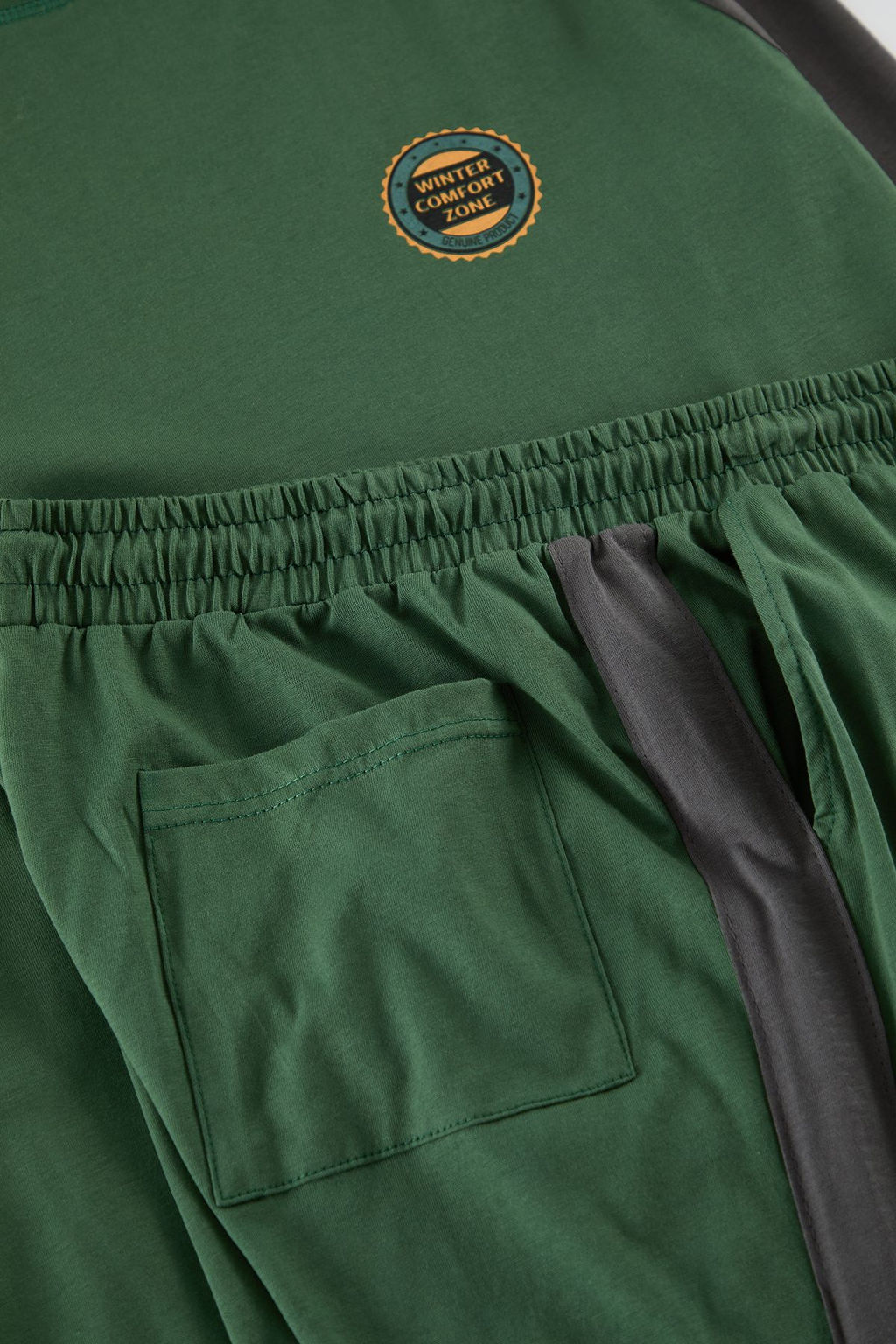 Erkek Yesil Reglan Kol Regular Fit Orme %100 Pamuk Pijama Tak?m? TMNAW25PT00004