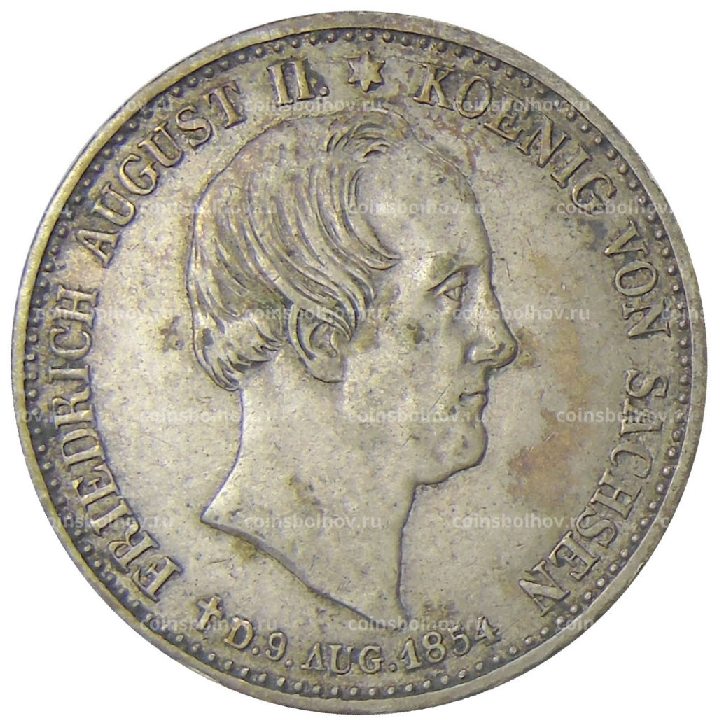 1/3 талера 1854 года Германские государства  Саксония Смерть Короля Фридриха Августа II