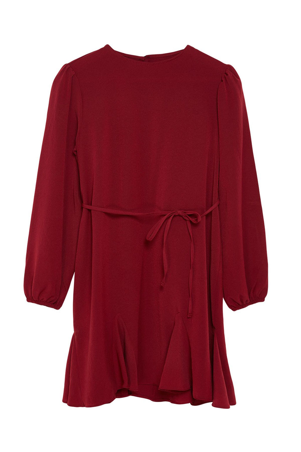 Bordo Kusakl? Duz Mini Dokuma Elbise TWOAW24EL00337