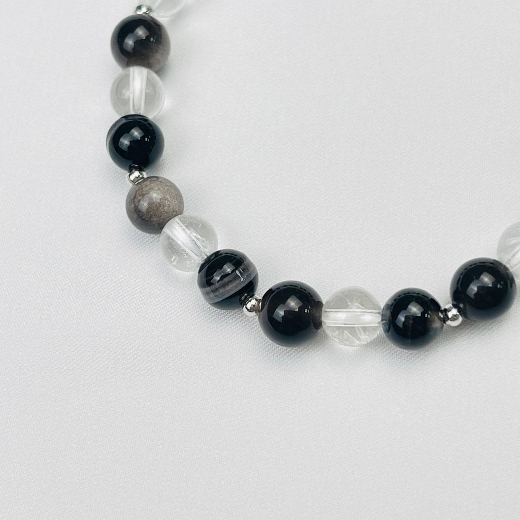 Браслет для Козерога из Агата,Горного Хрусталя и Обсидиана - Радуга самоцветов фото 4