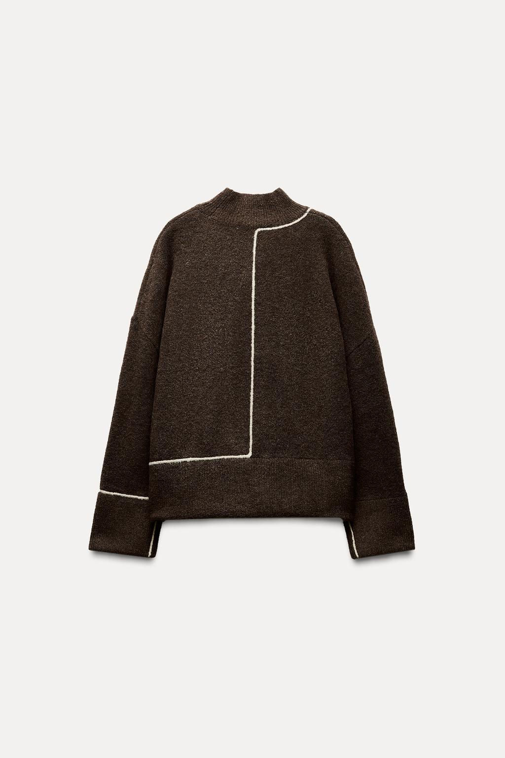 KNIT SWEATER WITH CONTRAST TRIMS - Zara фото 4