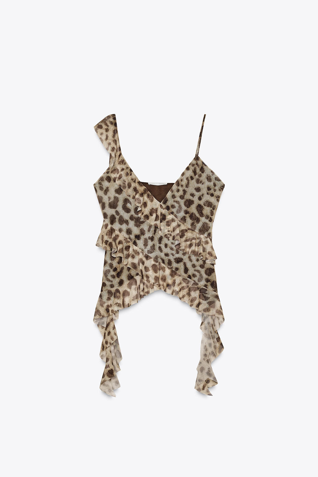 PRINTED TULLE TOP WITH RUFFLES - Zara фото 12