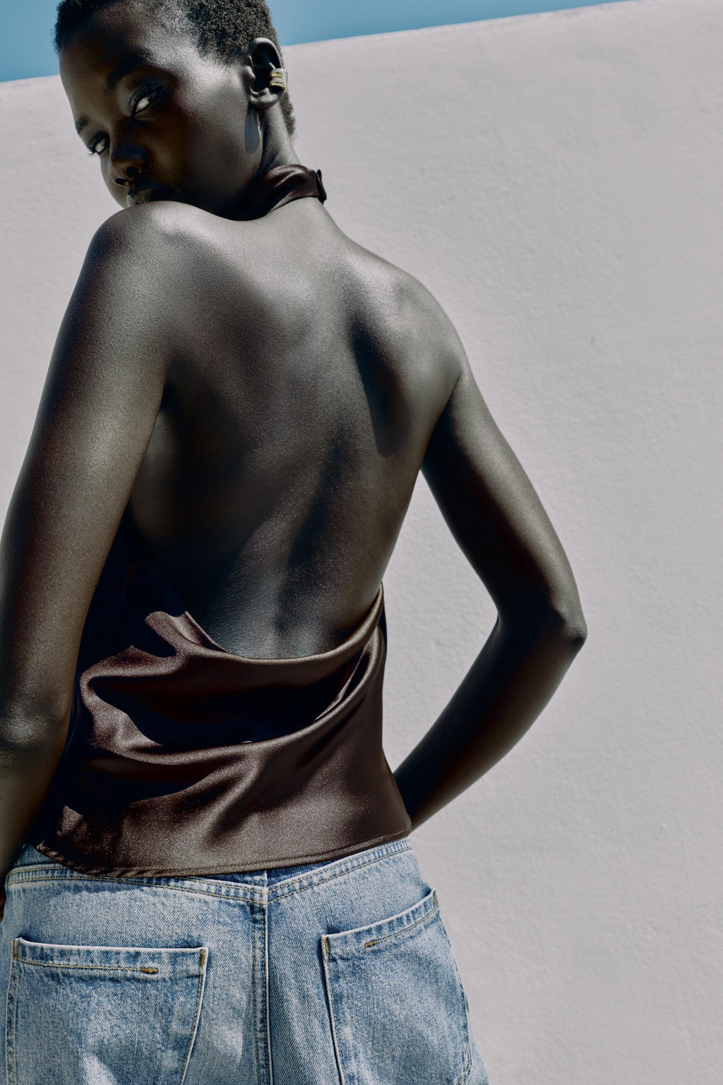 TOP HALTER SATINADO / Marr?n - Zara фото 5