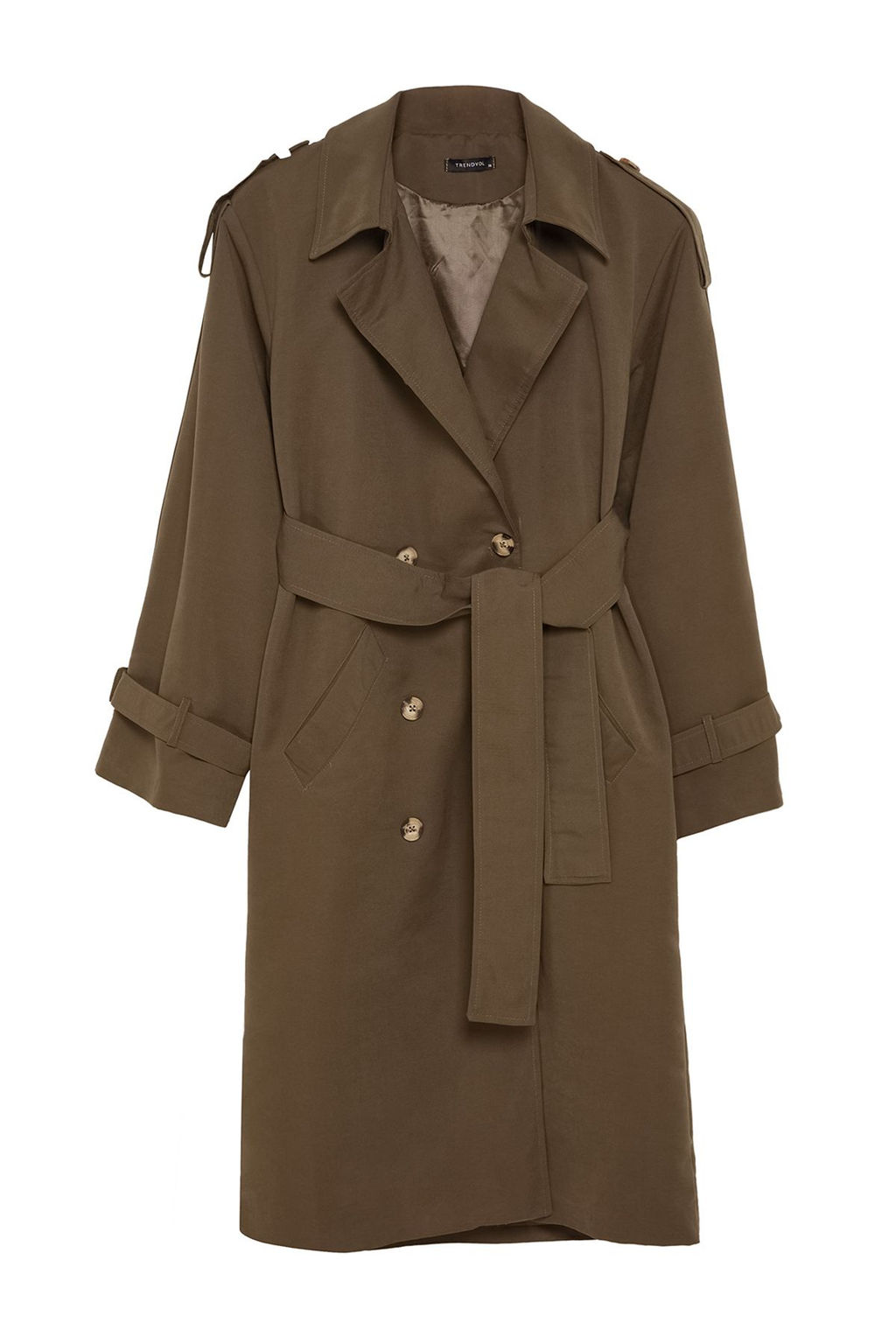 Trendyolmilla Haki Kemerli Ruzgarl?k Detayl? Su Itici Uzun Trenckot TWOSS21TR0005  фото 63