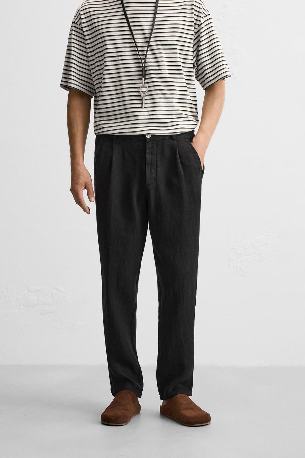PLEATED LINEN TROUSERS - Zara фото 2