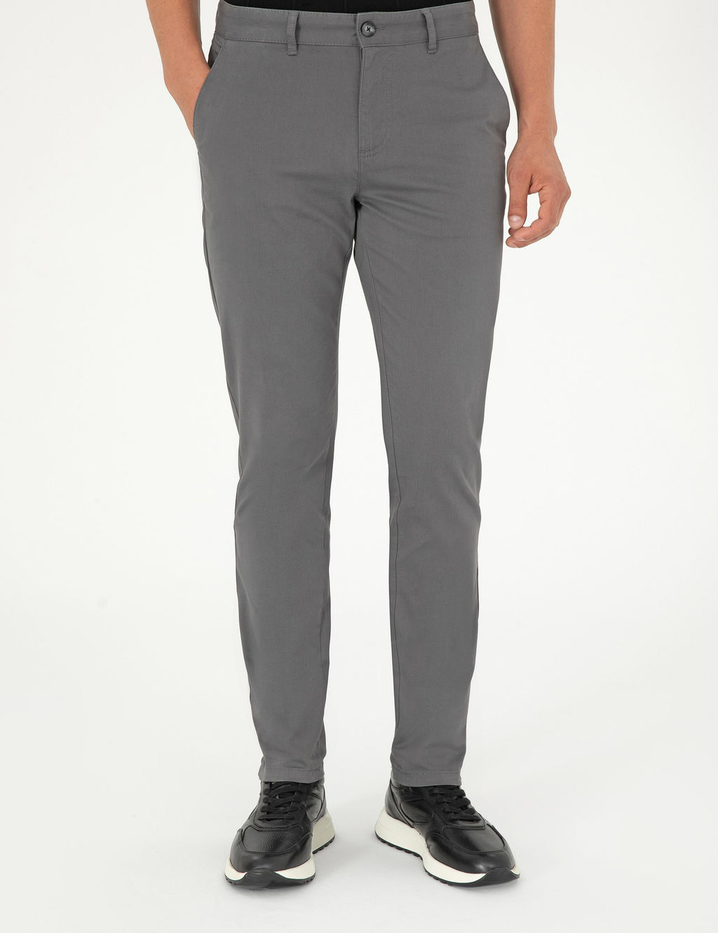 Gri Slim Fit Kanvas Pantolon