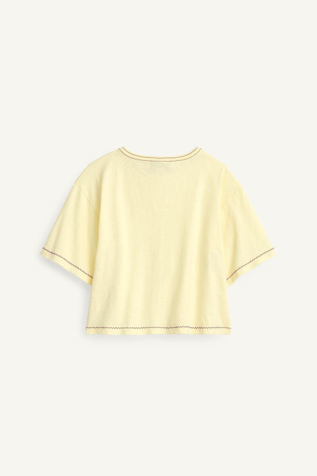 CAMISETA PESPUNTES FLOR BORDADA ALGOD?N LINO LIMITED EDITION / Vainilla - Zara фото 6