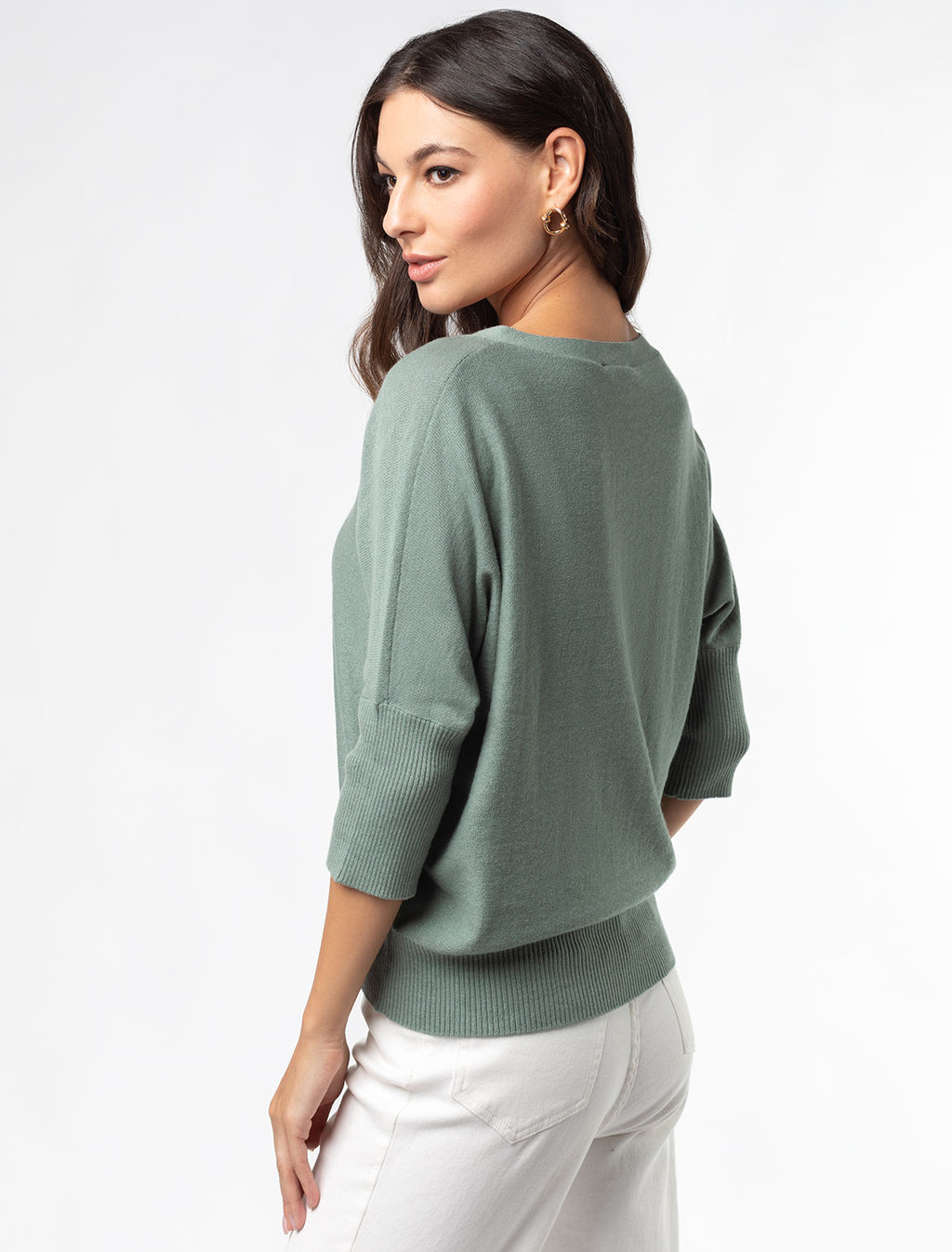 VILATTE / Джемпер фактурной вязки с проймой летучая мышь из хлопка с вискозой  фото 3