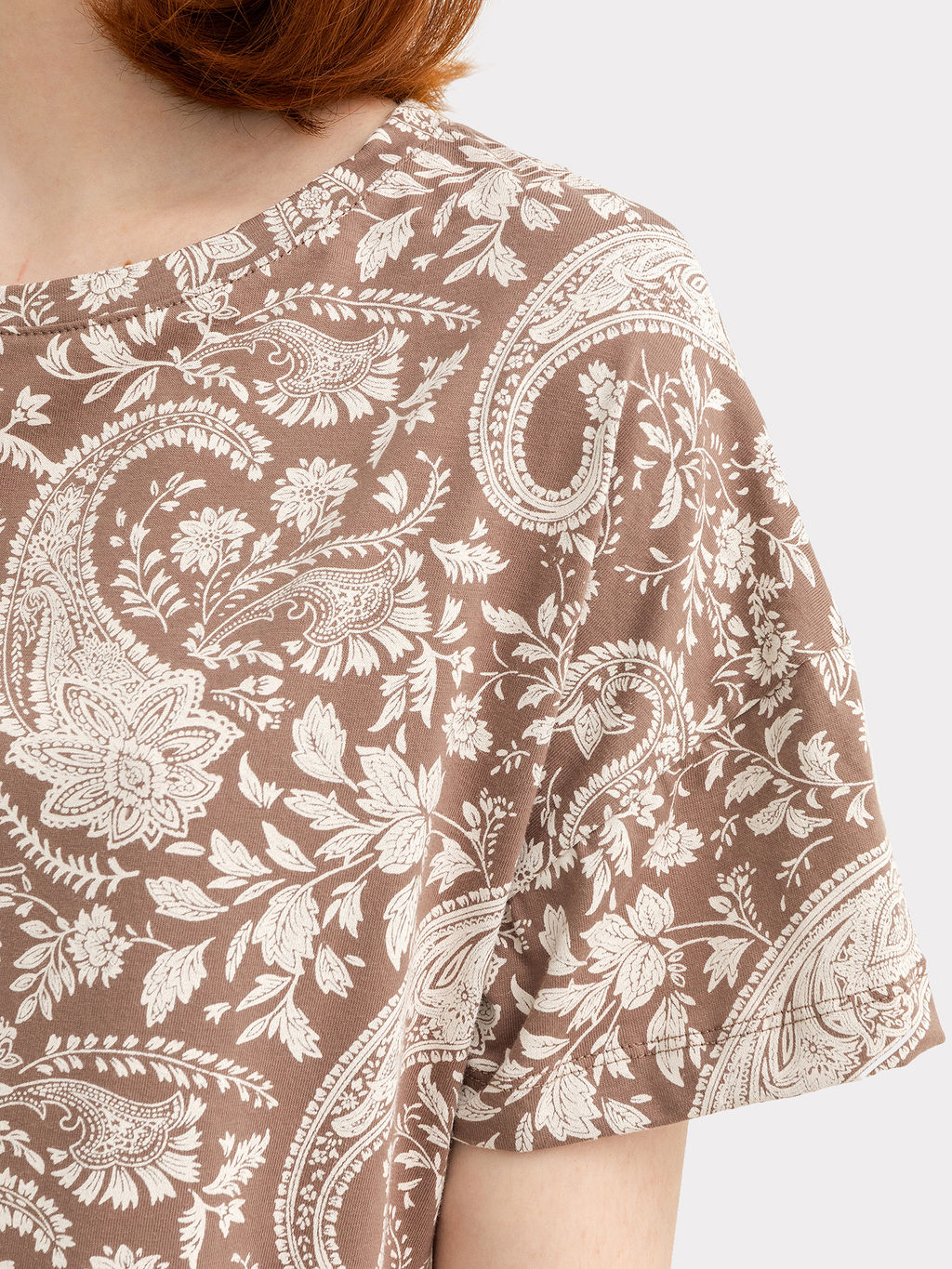 Сорочка ночная женская бежево-тауповая с узором пейсли - Mark formelle фото 7