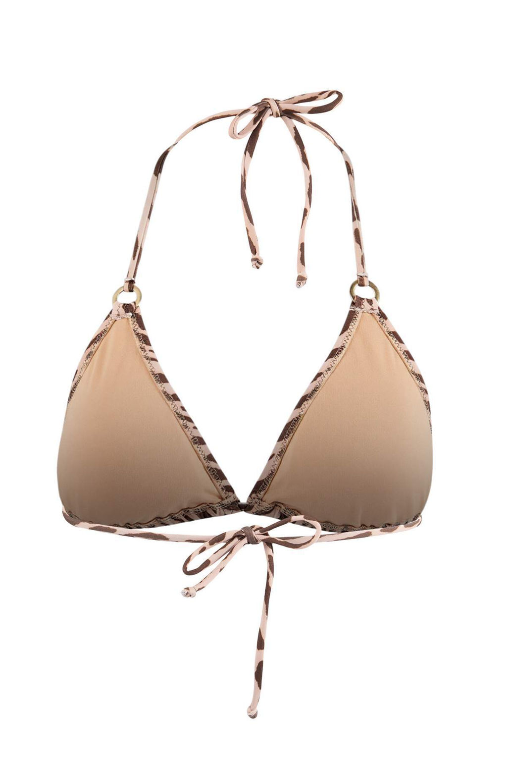 Kahverengi Zebra Desenli Ucgen Kapl? Aksesuarl? Bikini Ustu TBESS24BU00157