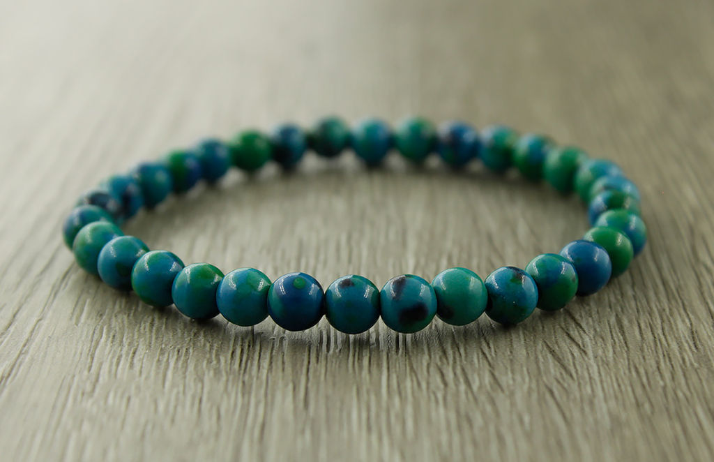 Хризоколла (имитация) 6мм, браслет "Классика" длина 17см