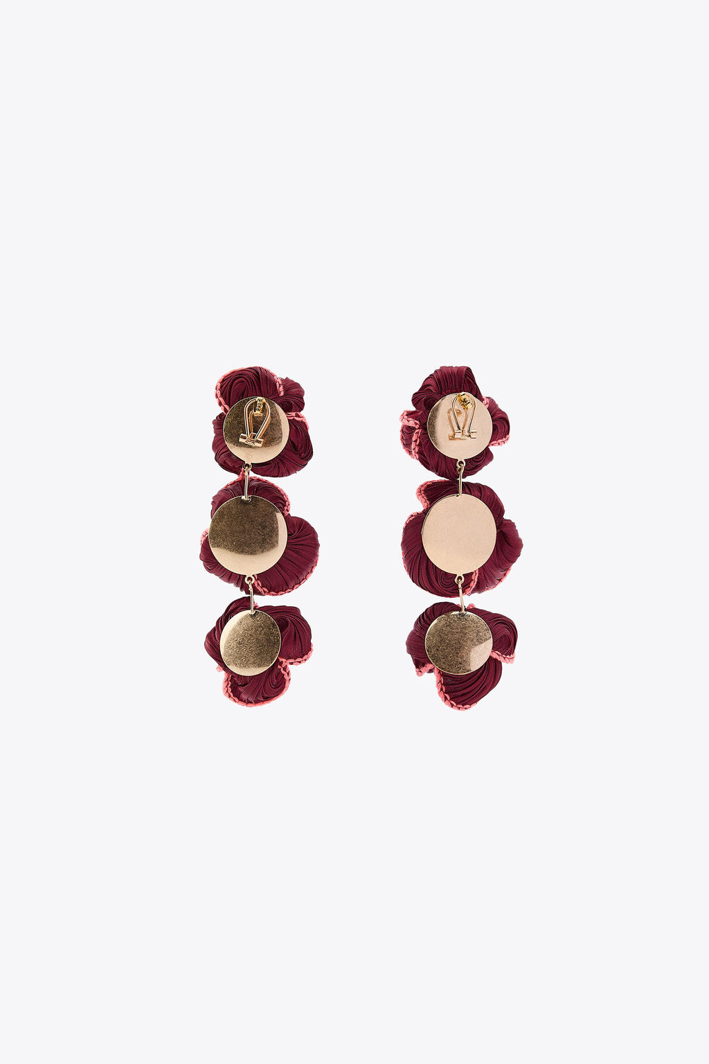 CONTRAST FLOWER FABRIC EARRINGS - Zara фото 3