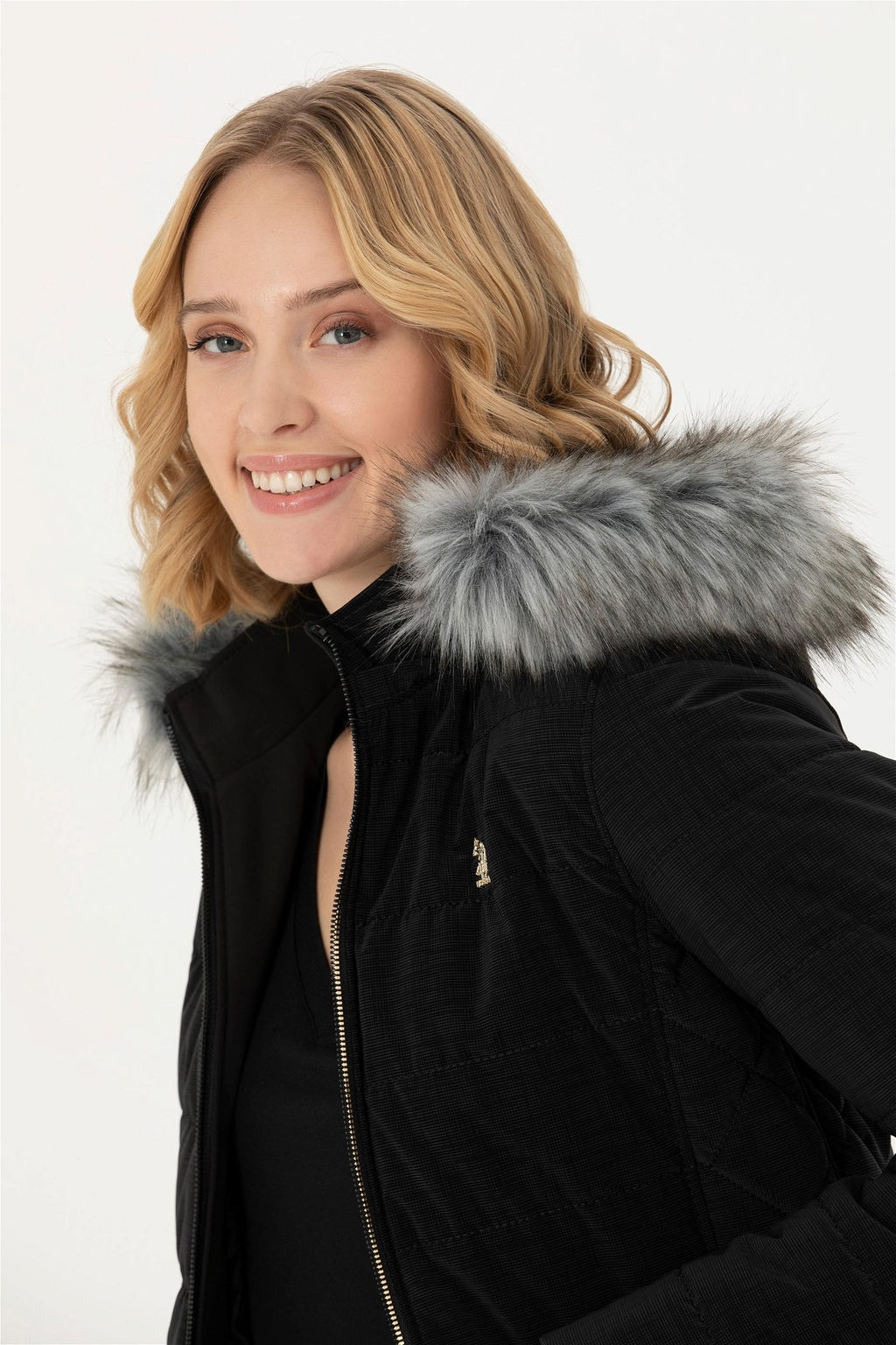 Женская черная кожаная куртка - U.s. polo assn фото 2