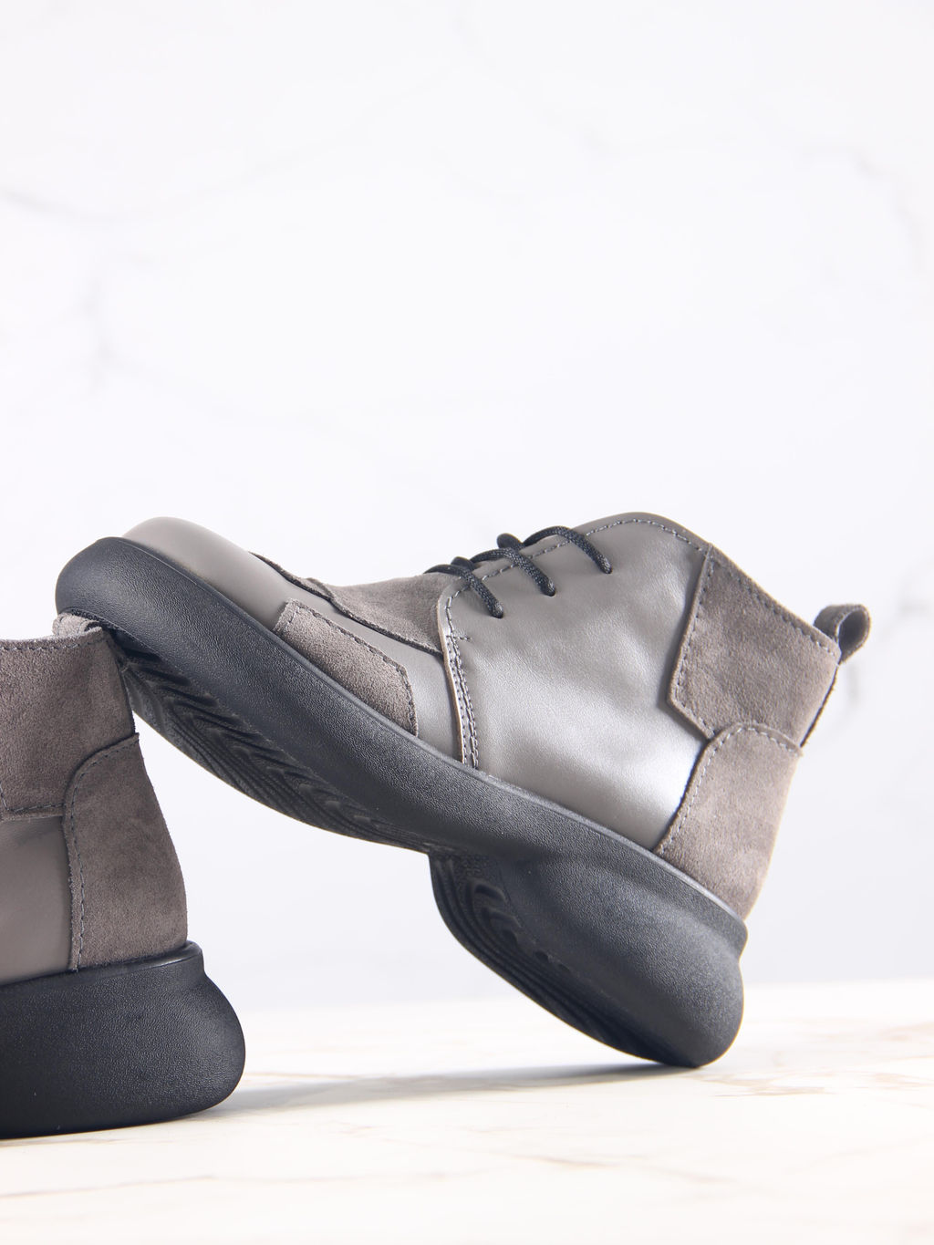 Ботинки 305.927bl.Серый замок замша+серый игуана/мех