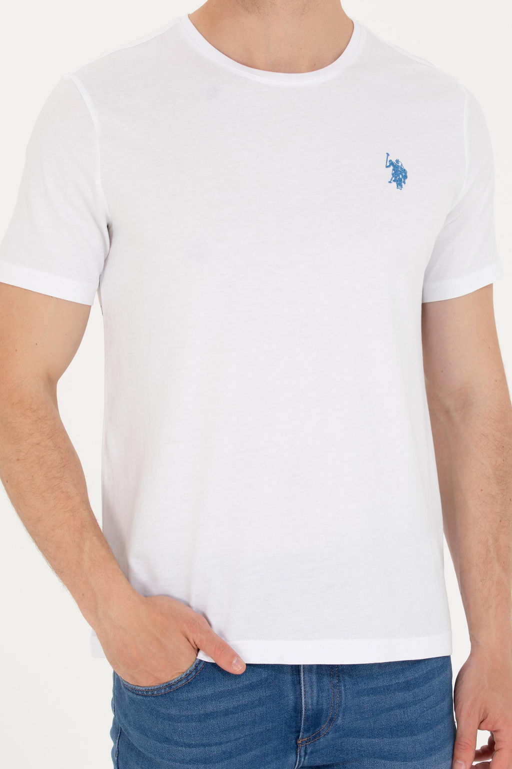 Erkek Beyaz Bisiklet Yaka Ti__rt