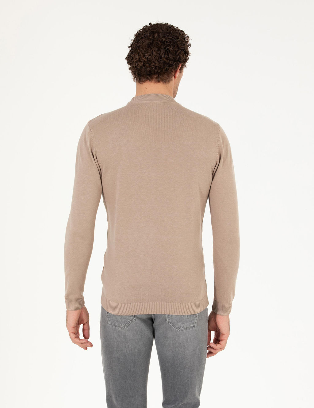 Базовый свитер стандартного кроя светло-коричневого цвета с водолазкой длиной в четверть - Cacharel фото 5