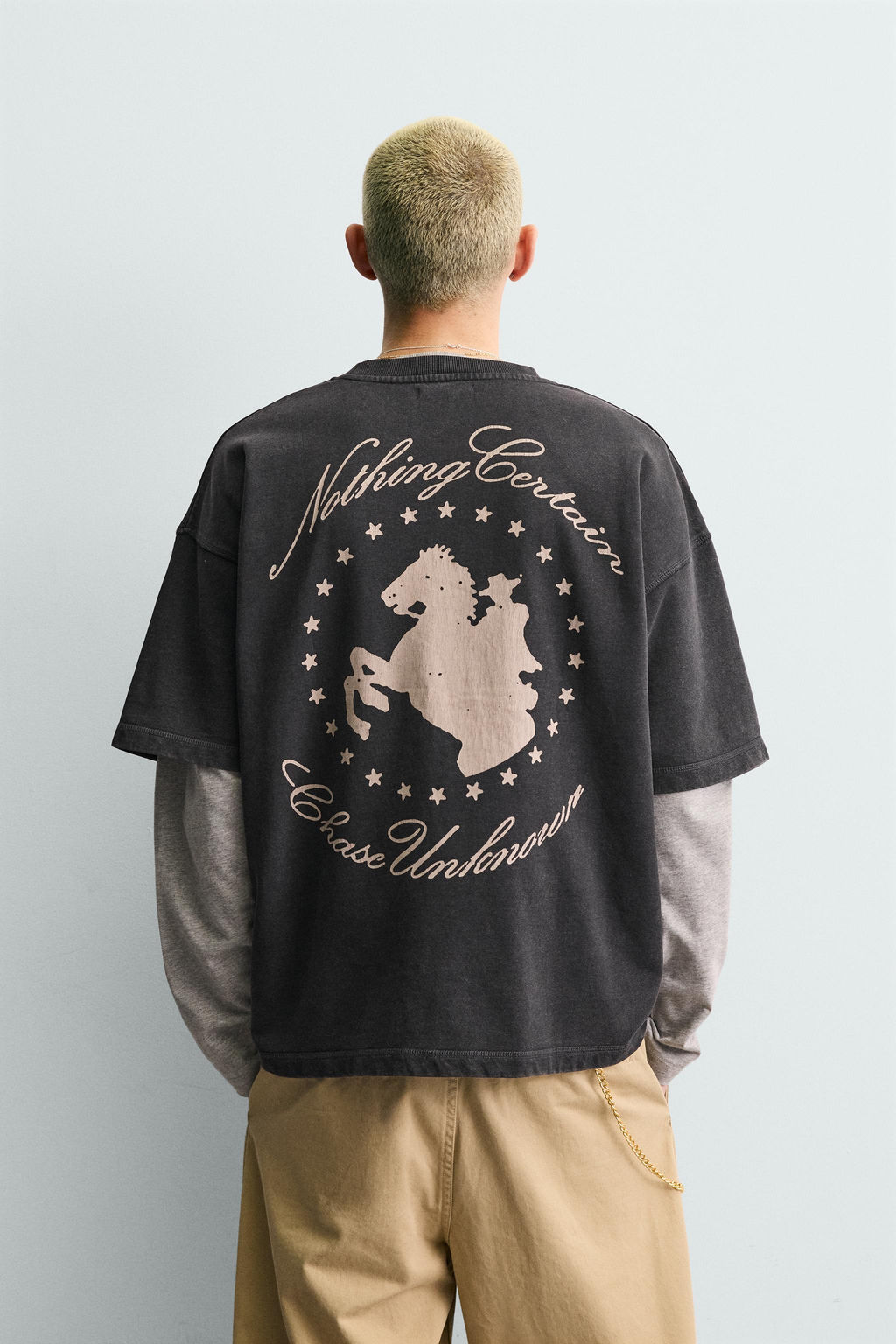 SUDADERA LAVADA GR?FICO CABALLOS / Gris antracita