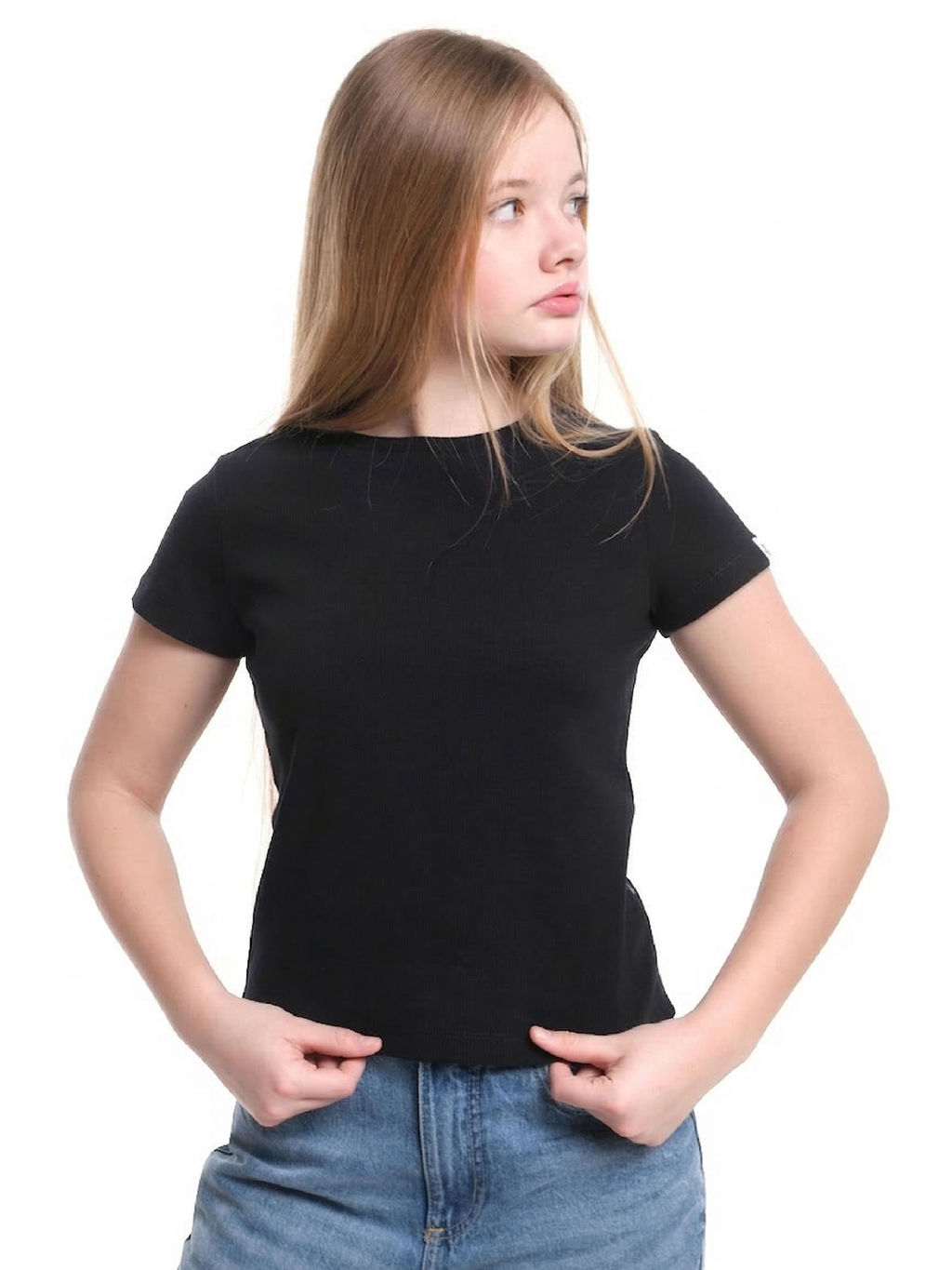 Футболка в рубчик 22-0210 черный