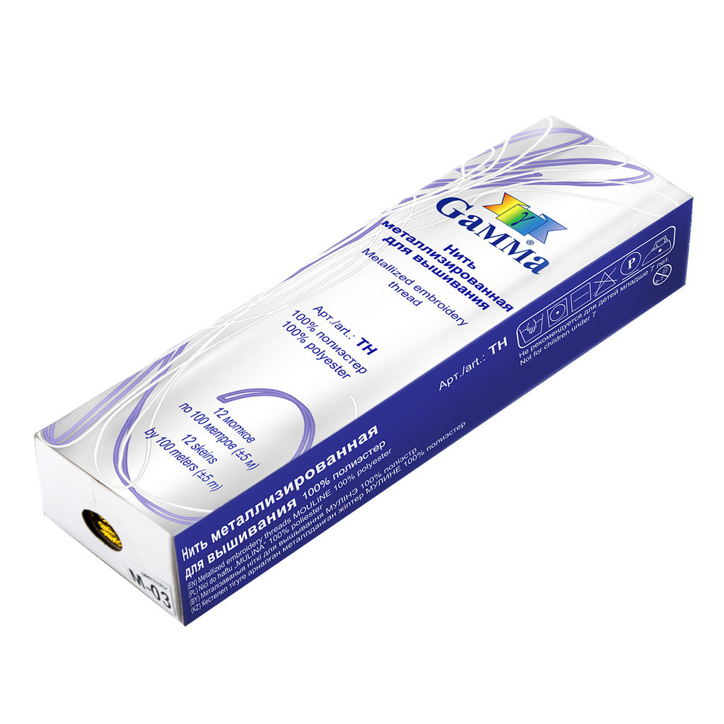 Нитки для вышивания Gamma нить металлик 100% полиэстер 12 x 100 м