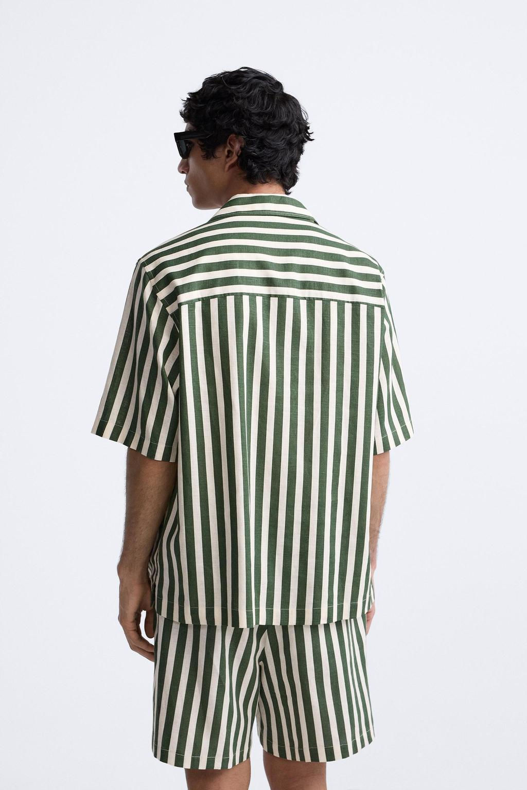 STRIPED VISCOSE/LINEN BLEND SHIRT - Zara фото 3