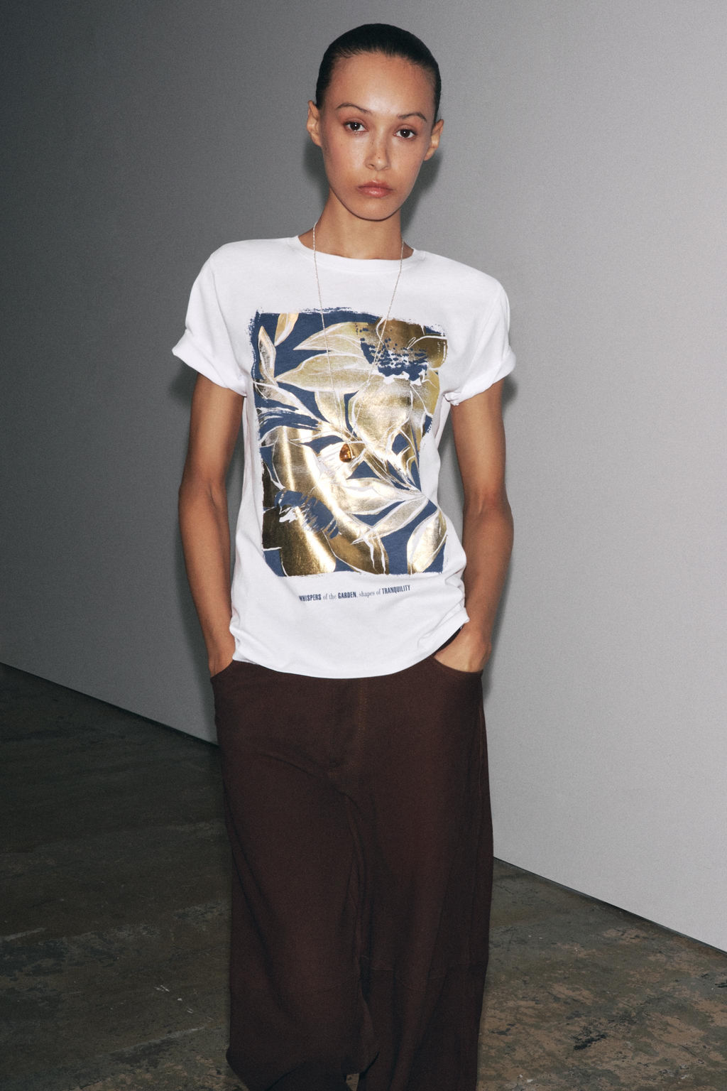 T-SHIRT WITH METALLIC PRINT - Zara фото 11